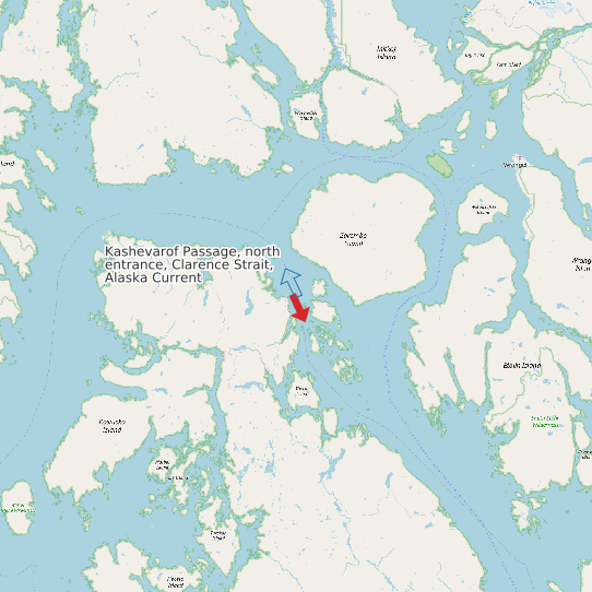 Map of Kashevarof Passage, north entrance, Clarence Strait, Alaska Current Prediction Station