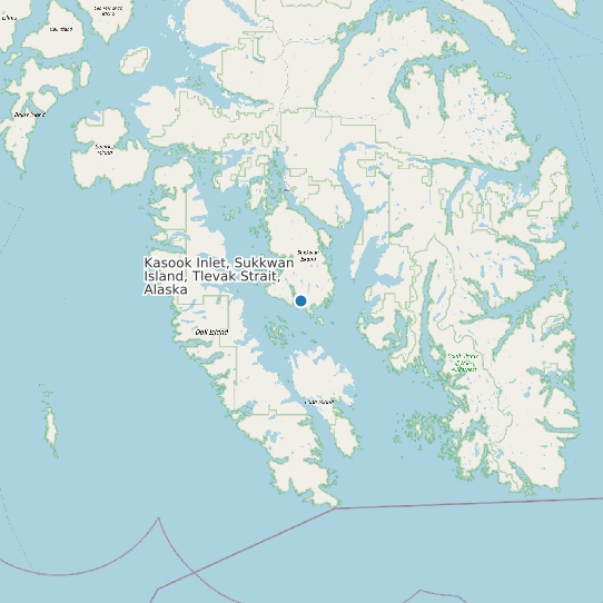 Map of Kasook Inlet, Sukkwan Island, Tlevak Strait, Alaska Tide Prediction Station