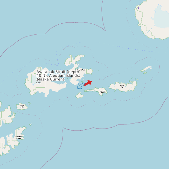 Avatanak Strait (depth 40 ft), Aleutian Islands, Alaska Current map