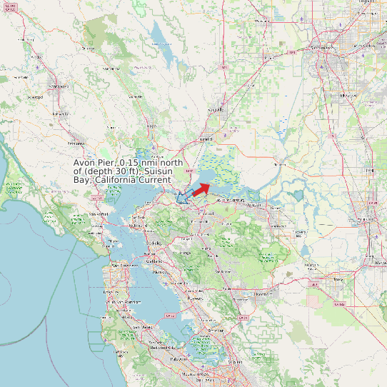 Map of Avon Pier, 0.15 nmi north of (depth 30 ft), Suisun Bay, California Current Prediction Station