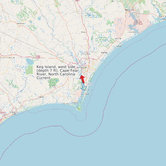 Keg Island, west side (depth 7 ft), Cape Fear River, North Carolina Current map