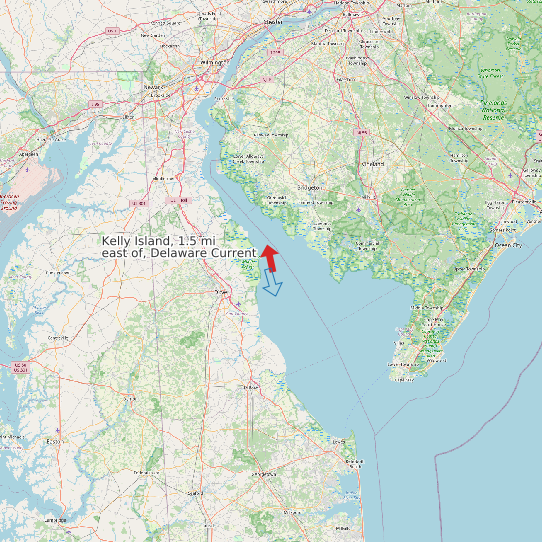 Map of Kelly Island, 1.5 mi east of, Delaware Current Prediction Station