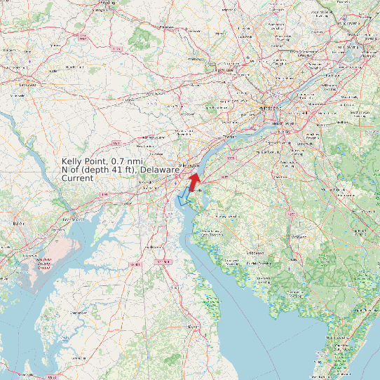Kelly Point, 0.7 nmi N of (depth 41 ft), Delaware Current map