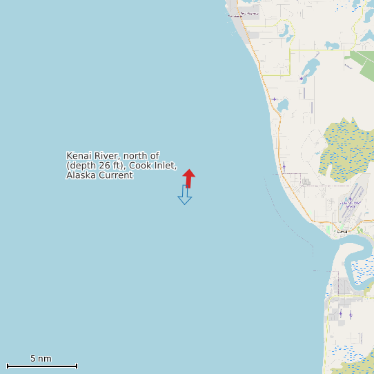 Map of Kenai River, north of (depth 26 ft), Cook Inlet, Alaska Current Prediction Station