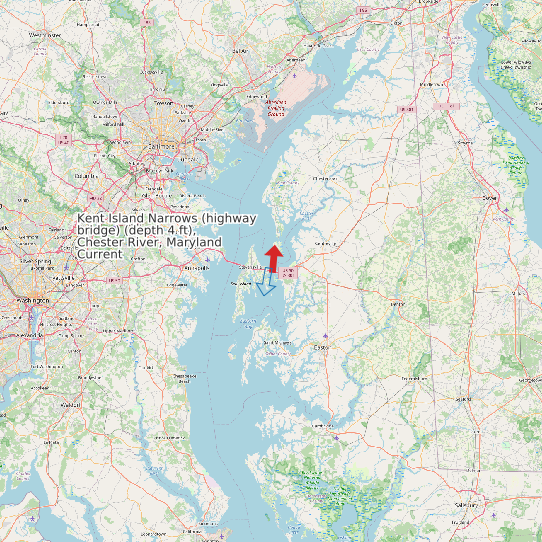 Map of Kent Island Narrows (highway bridge) (depth 4 ft), Chester River, Maryland Current Prediction Station