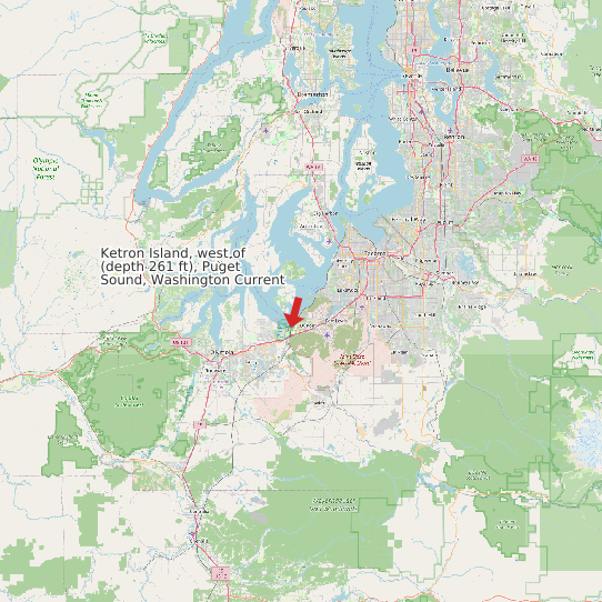 Map of Ketron Island, west of (depth 261 ft), Puget Sound, Washington Current Prediction Station