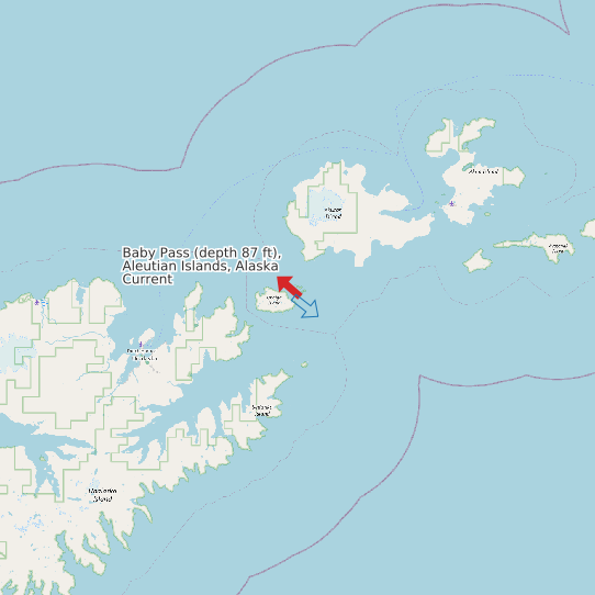 Map of Baby Pass (depth 87 ft), Aleutian Islands, Alaska Current Prediction Station