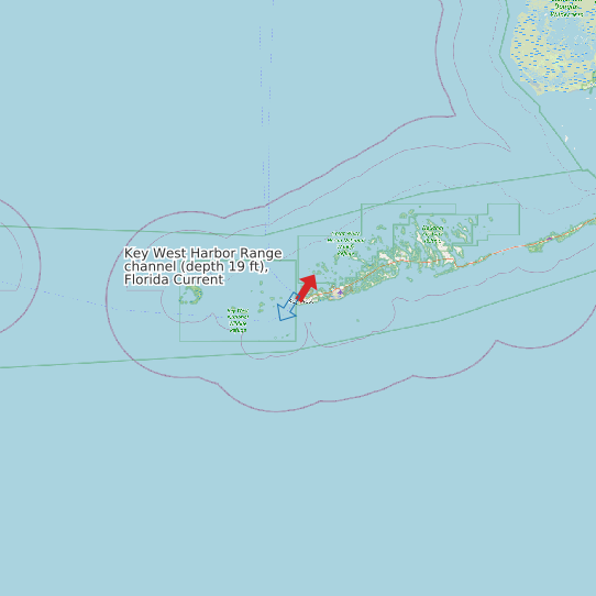 Key West Harbor Range channel (depth 19 ft), Florida Current map