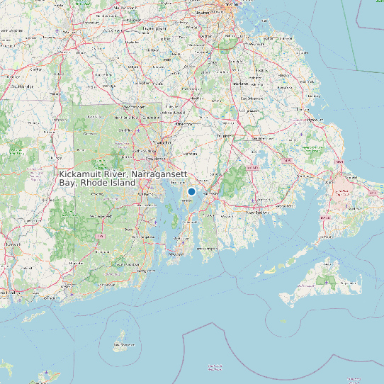 Map of Kickamuit River, Narragansett Bay, Rhode Island Tide Prediction Station