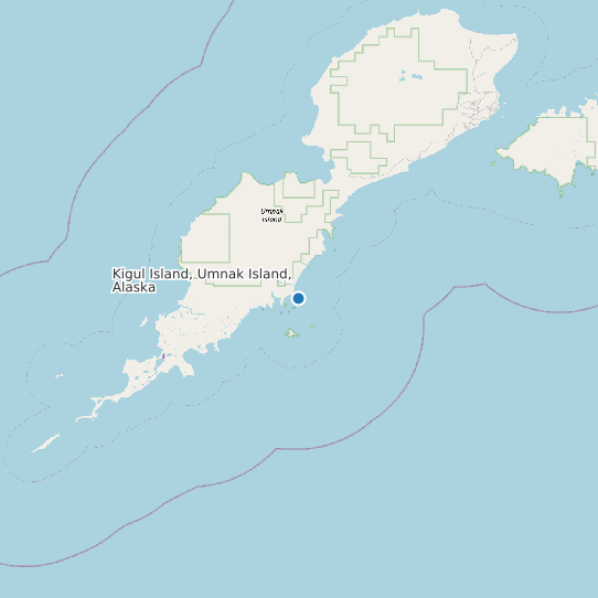 Map of Kigul Island, Umnak Island, Alaska Tide Prediction Station