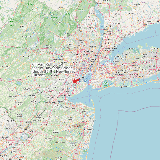 Kill Van Kull LB 14, east of Bayonne Bridge (depth 25 ft), New Jersey Current map