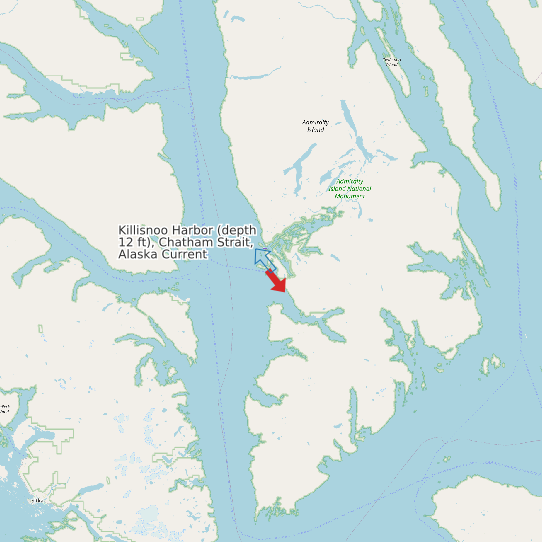 Map of Killisnoo Harbor (depth 12 ft), Chatham Strait, Alaska Current Prediction Station