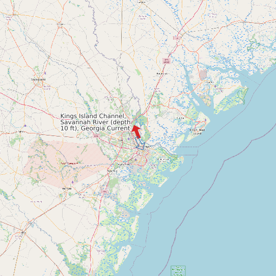 Map of Kings Island Channel, Savannah River (depth 10 ft), Georgia Current Prediction Station
