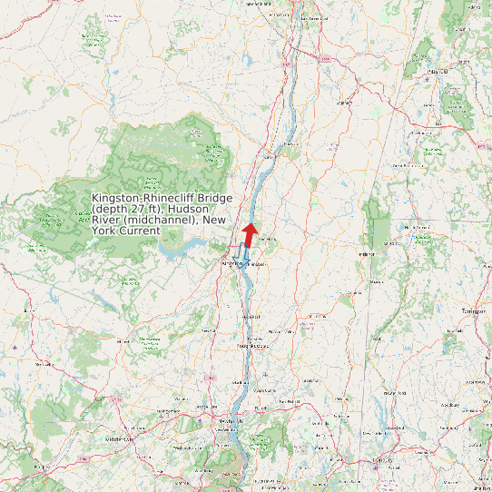 Kingston-Rhinecliff Bridge (depth 27 ft), Hudson River (midchannel), New York Current map
