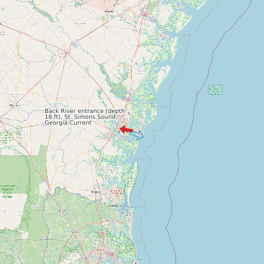 Back River entrance (depth 18 ft), St. Simons Sound, Georgia Current map