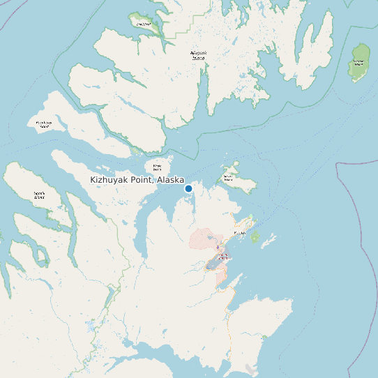 Map of Kizhuyak Point, Alaska Tide Prediction Station
