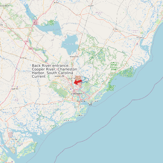 Map of Back River entrance, Cooper River, Charleston Harbor, South Carolina Current Prediction Station