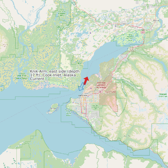 Knik Arm, east side (depth 17 ft), Cook Inlet, Alaska Current map