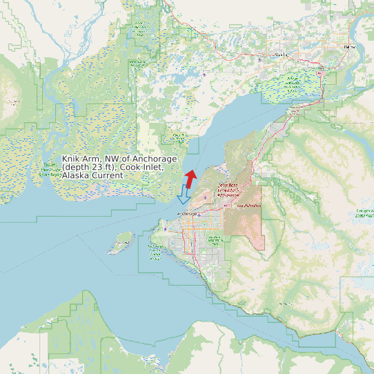 Knik Arm, NW of Anchorage (depth 23 ft), Cook Inlet, Alaska Current map
