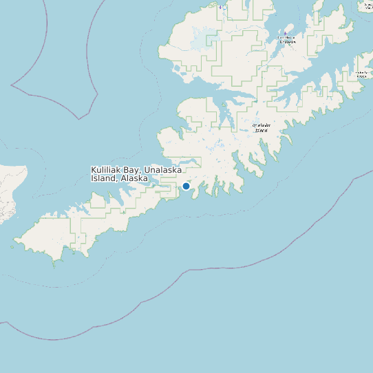 Map of Kuliliak Bay, Unalaska Island, Alaska Tide Prediction Station