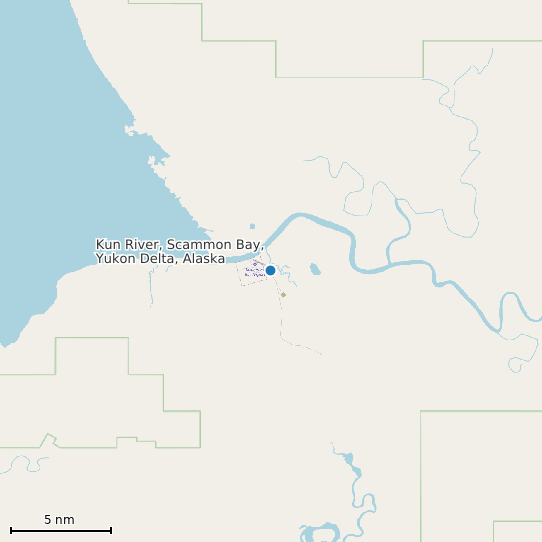 Map of Kun River, Scammon Bay, Yukon Delta, Alaska Tide Prediction Station