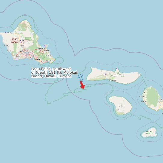 Laau Point, southwest of (depth 181 ft), Molokai Island, Hawaii Current map