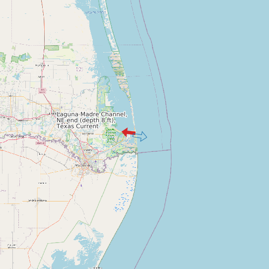 Map of Laguna Madre Channel, NE end (depth 8 ft), Texas Current Prediction Station