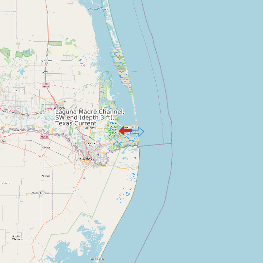 Laguna Madre Channel, SW end (depth 3 ft), Texas Current map