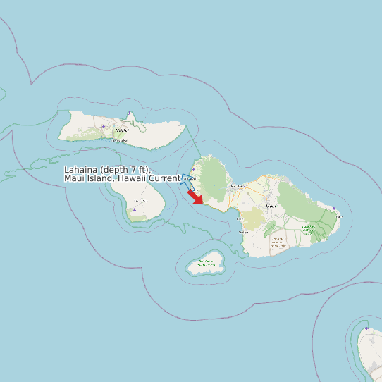 Lahaina (depth 7 ft), Maui Island, Hawaii Current map
