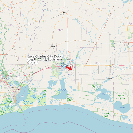 Lake Charles City Docks (depth 21 ft), Louisiana Current map