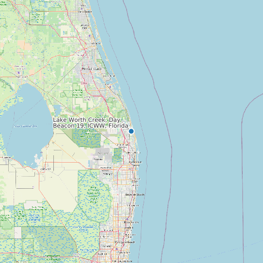 Map of Lake Worth Creek, Day Beacon 19, ICWW, Florida Tide Prediction Station