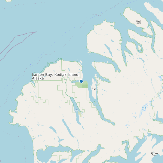 Map of Larsen Bay, Kodiak Island, Alaska Tide Prediction Station