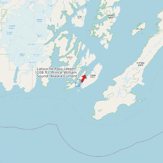 Latouche Pass (depth 108 ft), Prince William Sound, Alaska Current map