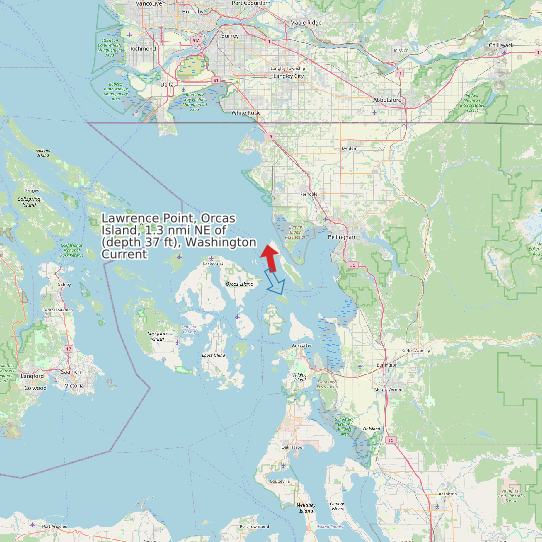 Lawrence Point, Orcas Island, 1.3 nmi NE of (depth 37 ft), Washington Current map