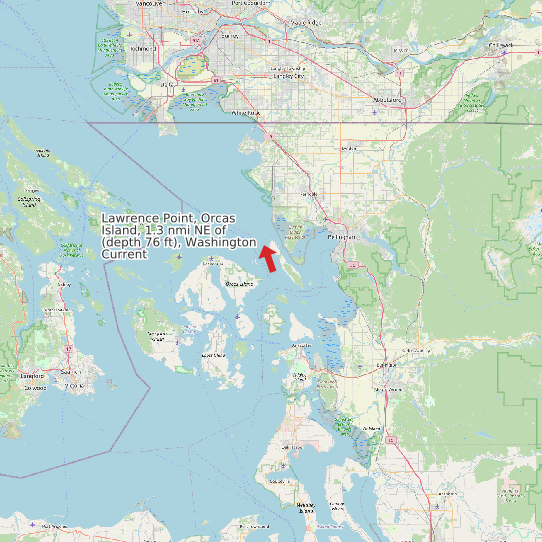 Lawrence Point, Orcas Island, 1.3 nmi NE of (depth 76 ft), Washington Current map