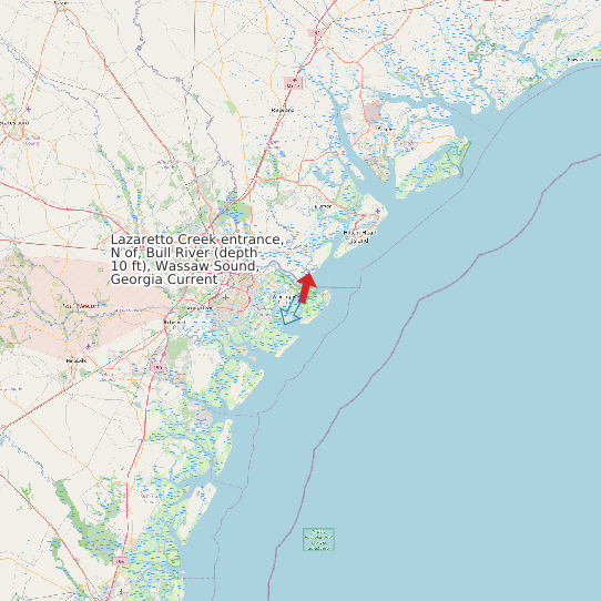 Map of Lazaretto Creek entrance, N of, Bull River (depth 10 ft), Wassaw Sound, Georgia Current Prediction Station