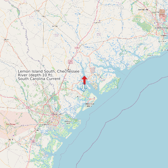 Map of Lemon Island South, Chechessee River (depth 10 ft), South Carolina Current Prediction Station