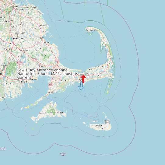Map of Lewis Bay entrance channel, Nantucket Sound, Massachusetts Current Prediction Station