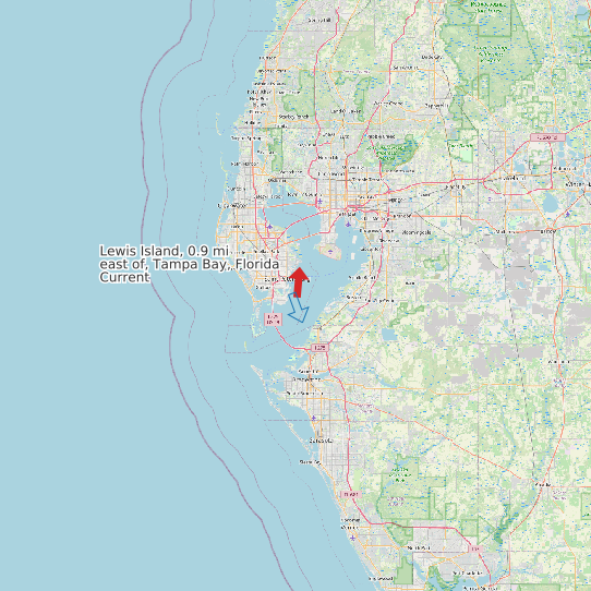 Map of Lewis Island, 0.9 mi east of, Tampa Bay, Florida Current Prediction Station