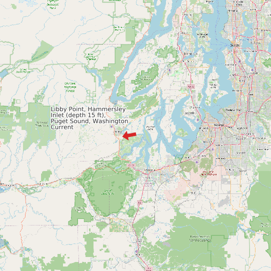 Map of Libby Point, Hammersley Inlet (depth 15 ft), Puget Sound, Washington Current Prediction Station