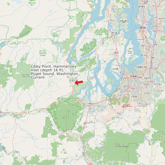 Map of Libby Point, Hammersley Inlet (depth 16 ft), Puget Sound, Washington Current Prediction Station