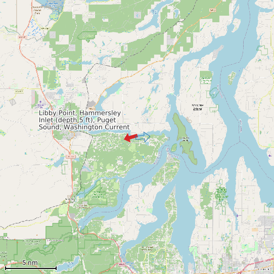 Map of Libby Point, Hammersley Inlet (depth 5 ft), Puget Sound, Washington Current Prediction Station