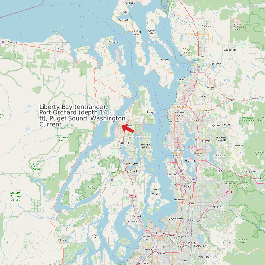 Map of Liberty Bay (entrance), Port Orchard (depth 14 ft), Puget Sound, Washington Current Prediction Station