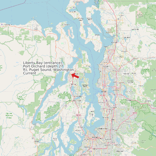 Liberty Bay (entrance), Port Orchard (depth 27 ft), Puget Sound, Washington Current map