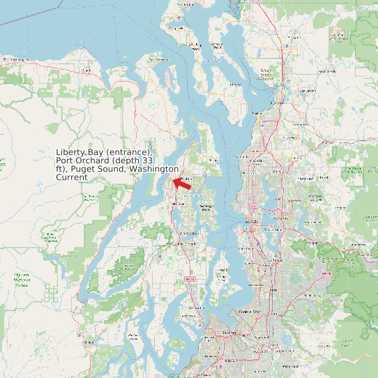 Map of Liberty Bay (entrance), Port Orchard (depth 33 ft), Puget Sound, Washington Current Prediction Station