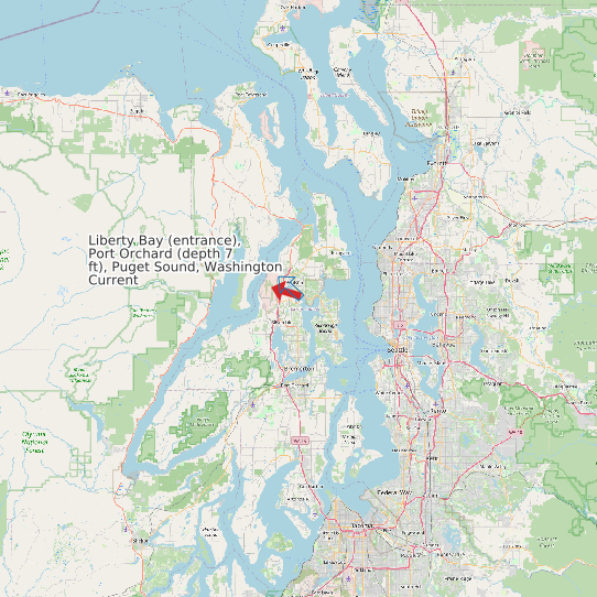 Map of Liberty Bay (entrance), Port Orchard (depth 7 ft), Puget Sound, Washington Current Prediction Station