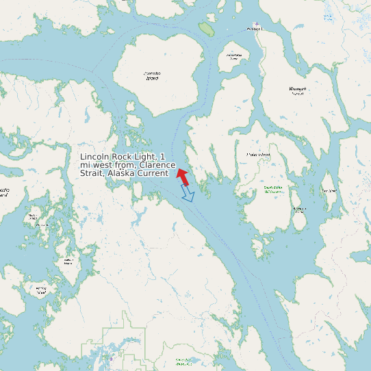 Lincoln Rock Light, 1 mi west from, Clarence Strait, Alaska Current map