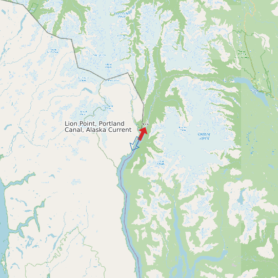Map of Lion Point, Portland Canal, Alaska Current Prediction Station