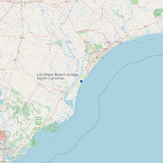 Litchfield Beach bridge, South Carolina map