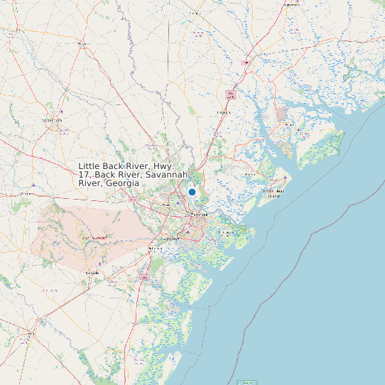 Little Back River, Hwy. 17, Back River, Savannah River, Georgia map